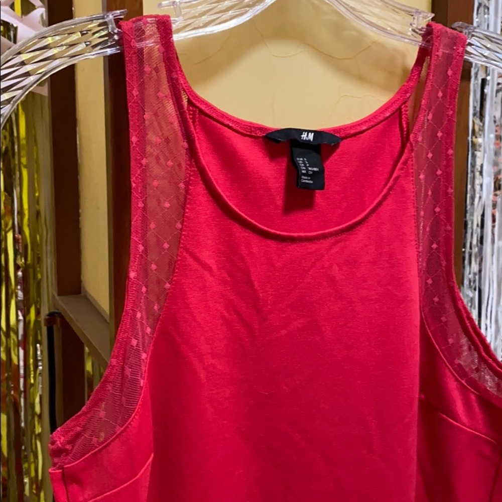 H&M hot pink drink with lace sleeves - Picture 4 of 5
